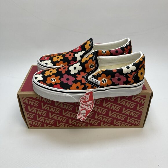 Vans Classic Slip On Flower Black Floral Skate Shoe Sneaker Women 7 / Men 5.5 US - Picture 4 of 10